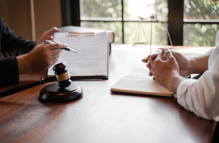 Client is consulting with lawyer