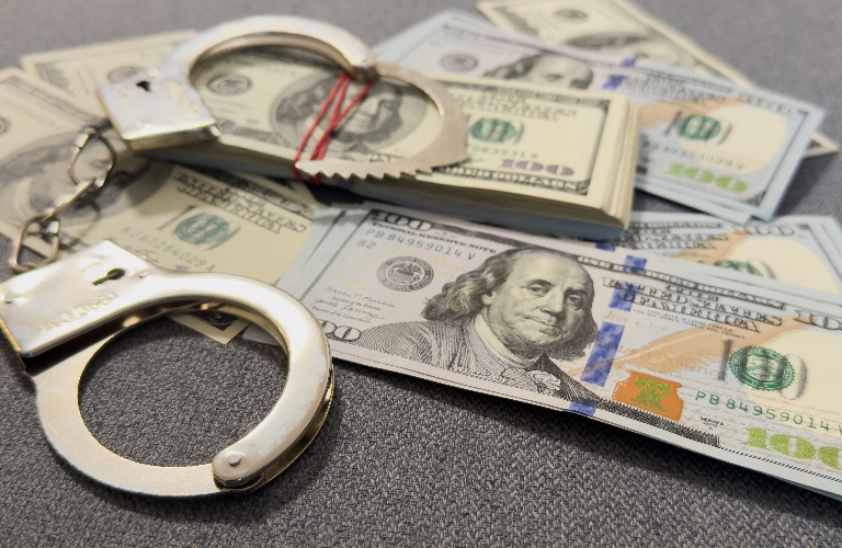 handcuffs with money