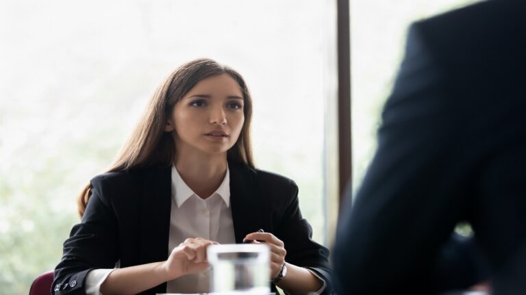 professional woman having conversation